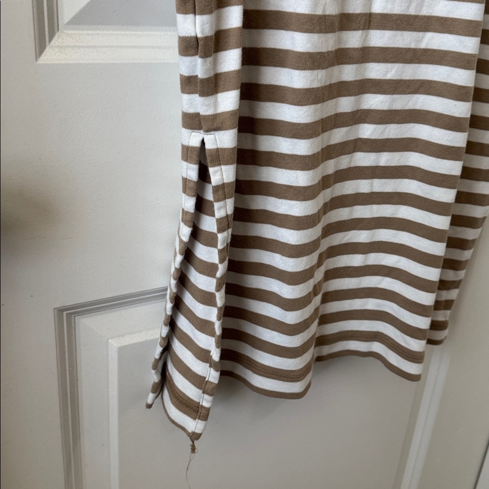 Striped Tan and White T-Shirt Dress - Picture 5 of 5